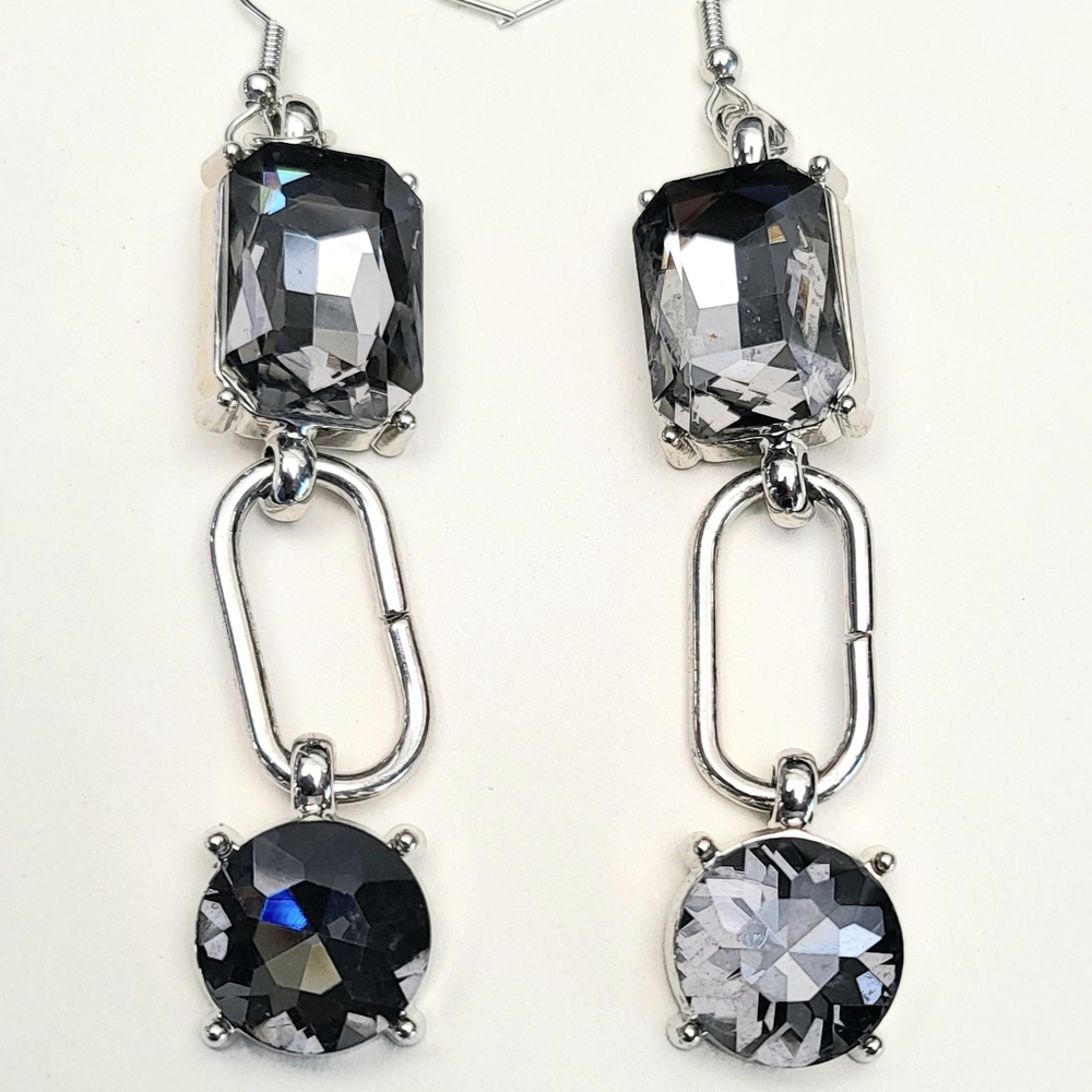 Elegant Silver and Black Drop Earrings